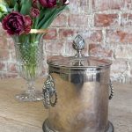 antique silver lion head ice bucket with lid