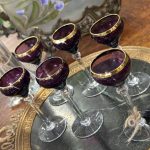 Mazas, Violetas Glāzītes ar Zelta Krāsas Maliņu, 6gab (5205)