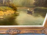 Lielformāta eļļas glezna "Upes ainava" zeltītā rāmī (Large-format oil painting "River Landscape" in a gilded frame) (5997) - Image 16