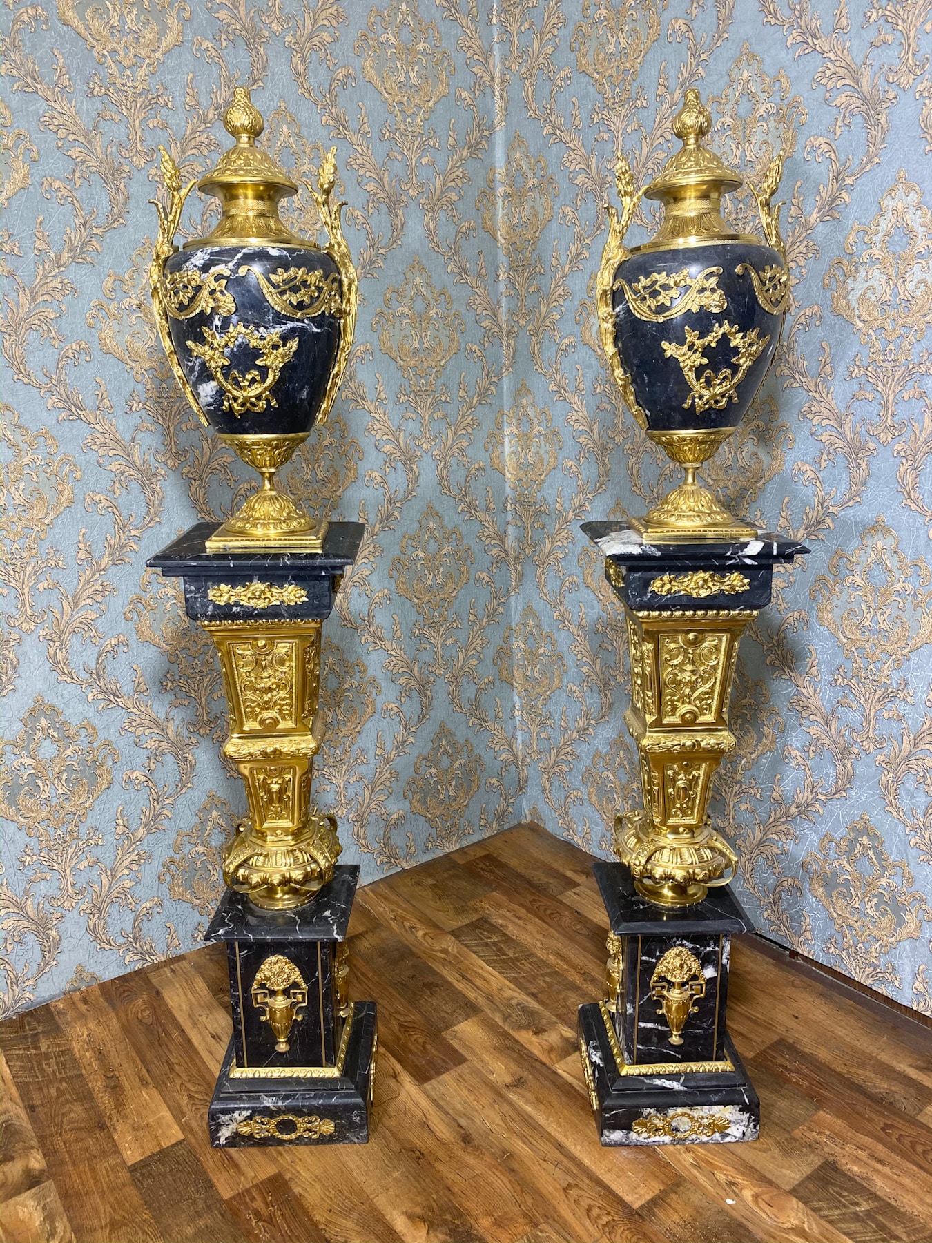 marble columns urns with gilt bronze ormolu mounts