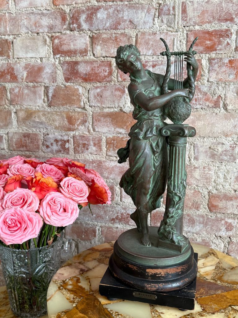 “Musik” – bronzeskulptur, Mathurin Moreau, Frankrig, 1880-1900 (5366)