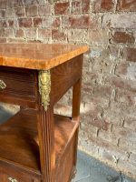 Bedside Cabinet, Small Chest of Drawers with Marble Top and Bronze Details (1119) - Image 11