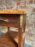 Bedside Cabinet, Small Chest of Drawers with Marble Top and Bronze Details (1119) - Image 12