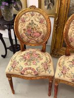 Grezni zeltīti salona krēsli ar pastorālu gobelēna apdari — Luija XVI stilā, (Antique gilded chairs with pastoral tapestry) (6178) - Image 9