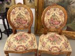 Grezni zeltīti salona krēsli ar pastorālu gobelēna apdari — Luija XVI stilā, (Antique gilded chairs with pastoral tapestry) (6178) - Image 3