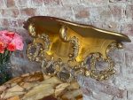 Zeltīta Koka Sienas Konsole ar Bronzas Rocaille Ornamentu — Louis XV Rococo, Francija/Itālija, 19.gs. (5384) - Image 2