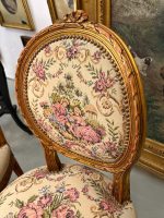 Grezni zeltīti salona krēsli ar pastorālu gobelēna apdari — Luija XVI stilā, (Antique gilded chairs with pastoral tapestry) (6178) - Image 13