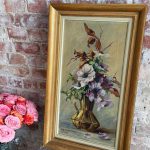 Charming 1932 still life oil painting by R. Robert