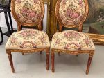 Grezni zeltīti salona krēsli ar pastorālu gobelēna apdari — Luija XVI stilā, (Antique gilded chairs with pastoral tapestry) (6178) - Image 6