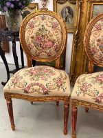 Grezni zeltīti salona krēsli ar pastorālu gobelēna apdari — Luija XVI stilā, (Antique gilded chairs with pastoral tapestry) (6178) - Image 5