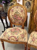 Grezni zeltīti salona krēsli ar pastorālu gobelēna apdari — Luija XVI stilā, (Antique gilded chairs with pastoral tapestry) (6178) - Image 4