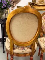 Grezni zeltīti salona krēsli ar pastorālu gobelēna apdari — Luija XVI stilā, (Antique gilded chairs with pastoral tapestry) (6178) - Image 20