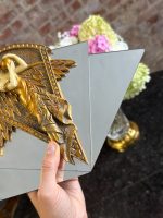 jūgendstila sienas spogulis ar facetētām malām un figūru, maza izmēra (7277) - Image 9