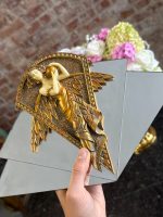 jūgendstila sienas spogulis ar facetētām malām un figūru, maza izmēra (7277) - Image 4