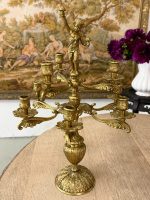 Grezns Bronzas Kandelabrs deviņām Svecēm ar Ķeruba Figūru — Baroka stilā, (bronze cherub candelabra for nine candles) (6080) - Image 3