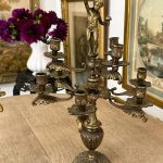 antique bronze cherub candelabra dark patina