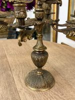 Grezns Bronzas Kandelabrs deviņām Svecēm ar Ķeruba Figūru — Baroka stilā, (antique bronze cherub candelabra dark patina — Baroque Style) (6079) - Image 10