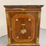 Antique French ormolu cabinet with black marble top and gilt-bronze caryatids