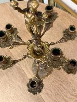 Grezns Bronzas Kandelabrs deviņām Svecēm ar Ķeruba Figūru — Baroka stilā, (antique bronze cherub candelabra dark patina — Baroque Style) (6079) - Image 12