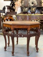 Wooden table with fine detailing, 8 table legs, medium size (3912) - Image 4