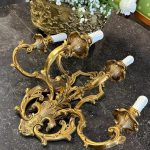 Stor tung bronzewæglampe med 5 pærer (7108)