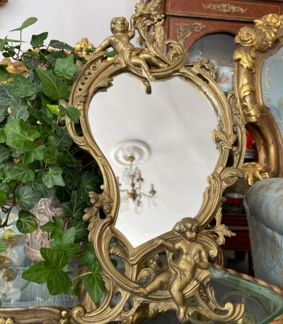Bronzespejl med engle, elegant, mellemstort (3208)