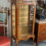 French style inlaid display cabinet with marble top