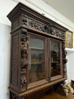 Monumentāla Neorenesanses ozolkoka bufete-vitrīna ar bruņiniekiem, Neorennesanse, Francija, 19.gs (Monumental oak buffet-vitrine with knight figures) (3274) - Image 10
