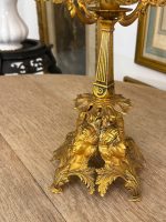 Grezna maza jūgendstila galda lampa ar sieviešu figūrām un slīpēta stikla kupolu, (Antique small Art Nouveau brass table lamp) (6051) - Image 16