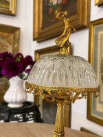 Grezna maza jūgendstila galda lampa ar sieviešu figūrām un slīpēta stikla kupolu, (Antique small Art Nouveau brass table lamp) (6051) - Image 5