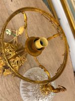Grezna maza jūgendstila galda lampa ar sieviešu figūrām un slīpēta stikla kupolu, (Antique small Art Nouveau brass table lamp) (6051) - Image 21