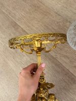 Grezna maza jūgendstila galda lampa ar sieviešu figūrām un slīpēta stikla kupolu, (Antique small Art Nouveau brass table lamp) (6051) - Image 18