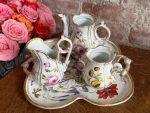 Antīks "Vieux Paris" stila porcelāna komplekts ar ziediem (5355) – Image 3