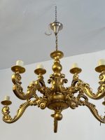 Griestu Liela izmēra koka lampa, 10 spuldzes, smaga (3916) - Image 4