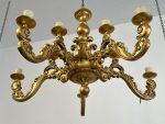Griestu Liela izmēra koka lampa, 10 spuldzes, smaga (3916)