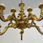 Griestu Liela izmēra koka lampa, 10 spuldzes, smaga (3916)