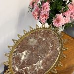 antique brass marble display tray