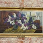 Magnificent mid-20th-century antique lilac still life painting in a heavy