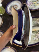 izsmalcināta "Limoge" porcelāna servīze ar zivīm, tumši zilā krāsā ar zelta krāsas akcentu, ar mākslinieka parakstu (7054) - Image 18