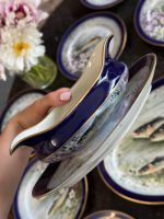 izsmalcināta "Limoge" porcelāna servīze ar zivīm, tumši zilā krāsā ar zelta krāsas akcentu, ar mākslinieka parakstu (7054) - Image 19
