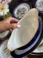 izsmalcināta "Limoge" porcelāna servīze ar zivīm, tumši zilā krāsā ar zelta krāsas akcentu, ar mākslinieka parakstu (7054) - Image 20