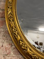 Skaists, antīks, ovālas formas zelta krāsas spogulis ar smalku detalizāciju un putniem (8) - Image 12