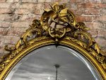 Skaists, antīks, ovālas formas zelta krāsas spogulis ar smalku detalizāciju un putniem (8) - Image 8