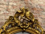Skaists, antīks, ovālas formas zelta krāsas spogulis ar smalku detalizāciju un putniem (8) - Image 9