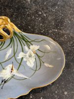 Porcelāna šķīvis ar stārķiem un zelta rokturi — Jūgendstilā (Limoges Porcelain Stork Dish in Art Nouveau Style) (7057) - Image 5