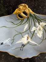 Porcelāna šķīvis ar stārķiem un zelta rokturi — Jūgendstilā (Limoges Porcelain Stork Dish in Art Nouveau Style) (7057) - Image 7