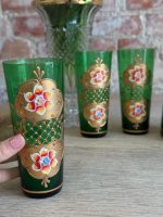 Itālijas Murano Stikla Komplekts ar Ziedu Motīviem -Sulas Krūze ar 6gab Lielām Sulas Glāzem (5597) - Image 11