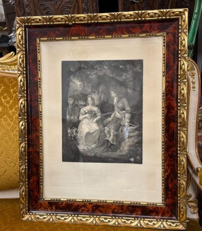 Magnificent 19th-century antique french engraving titled "Louis XIV et Mlle de la Vallière" by P. H. Pauquet