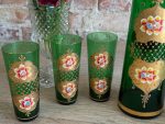 Itālijas Murano Stikla Komplekts ar Ziedu Motīviem -Sulas Krūze ar 6gab Lielām Sulas Glāzem (5597) - Image 9