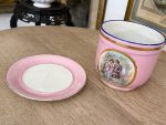 porcelāna kašpo/puķpods ar šķīvi pamatnē, Neo-Rokoko / Romantisms, vidēja izmēra (6087) - Image 2